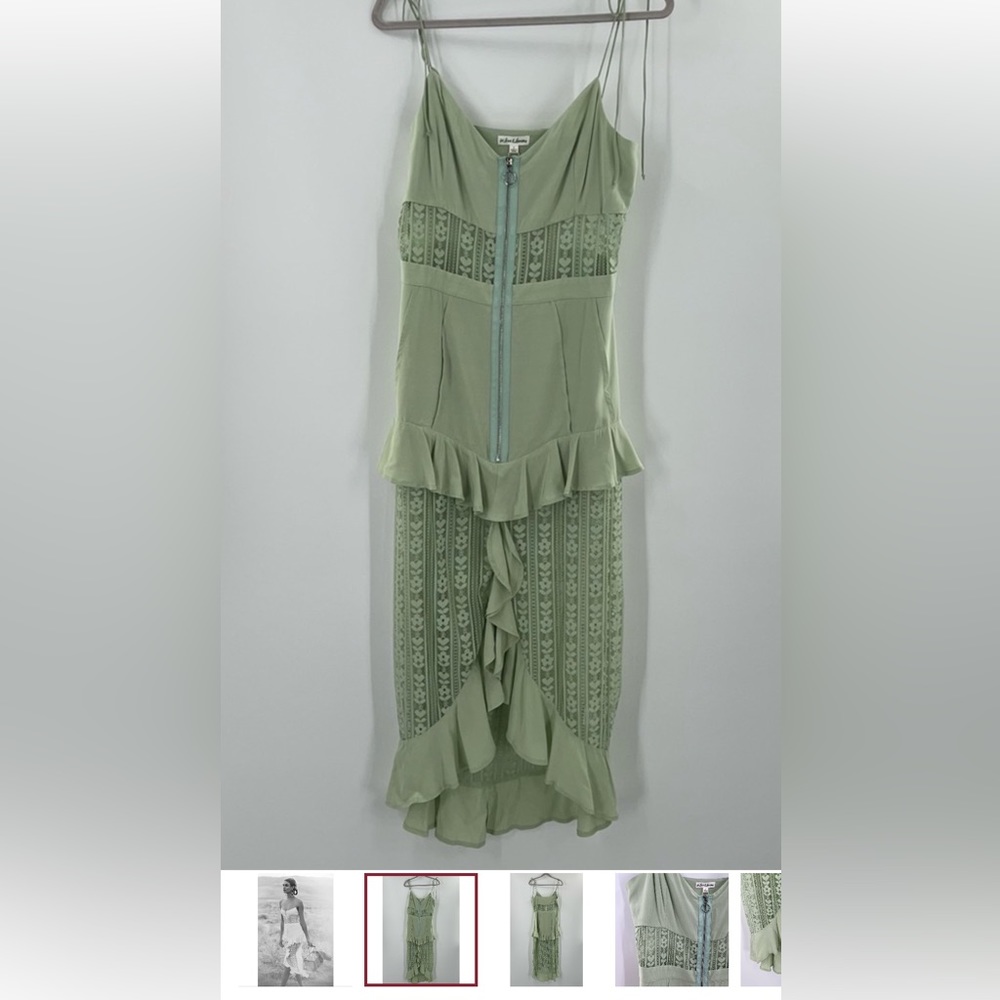 For Love & Lemons Lovebird Green Midi Dress NWT